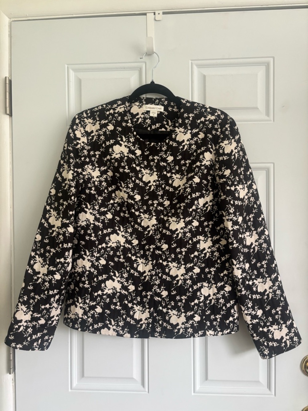 NWT Coldwater Creek Black and White Jacquard Floral Blazer Jacket, Size 10